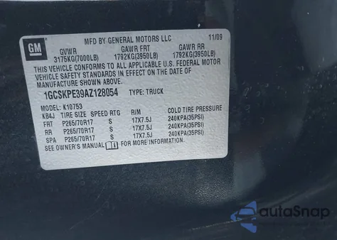 2010 Chevrolet Silverado Work Truck from USA, damaged, VIN 1GCSKPE39AZ128054